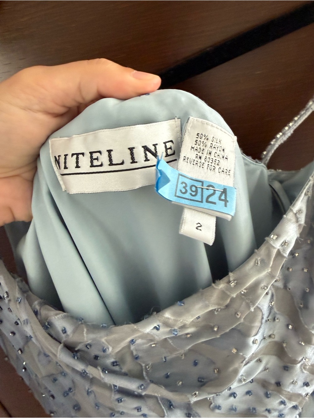 Niteline Ombre Maxi beaded Dress in Light Gray to navy - Picture 8 of 13